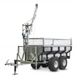 Remorque 1000 kg avec benne galvanisée et grue MW-Tools AHR1000GK