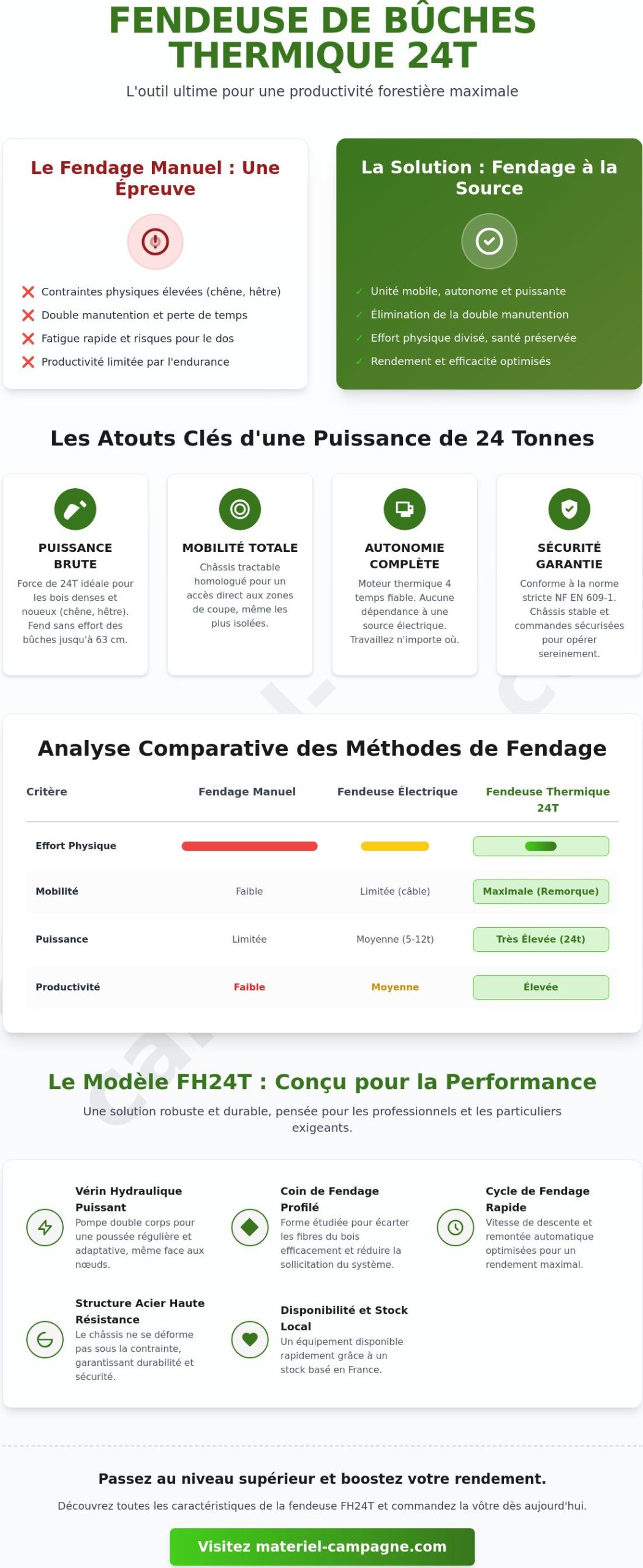 Fendeuse de bûches thermique sur remorque 24t : Le guide de l'autonomie forestière
